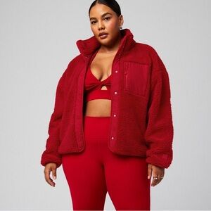 Fabletics Tahoe Teddy Jacket Red XXL/1X